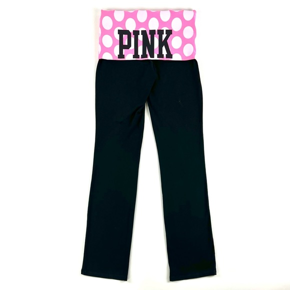 PINK Victoria’s Secret Rare Pink Polka Dot Foldover Bootcut Yoga Pants